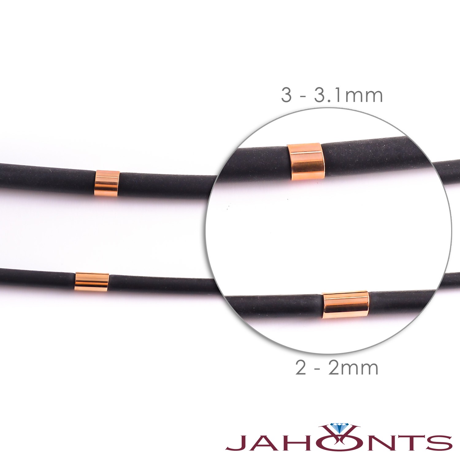 Rubber cord necklace with gold inserts 