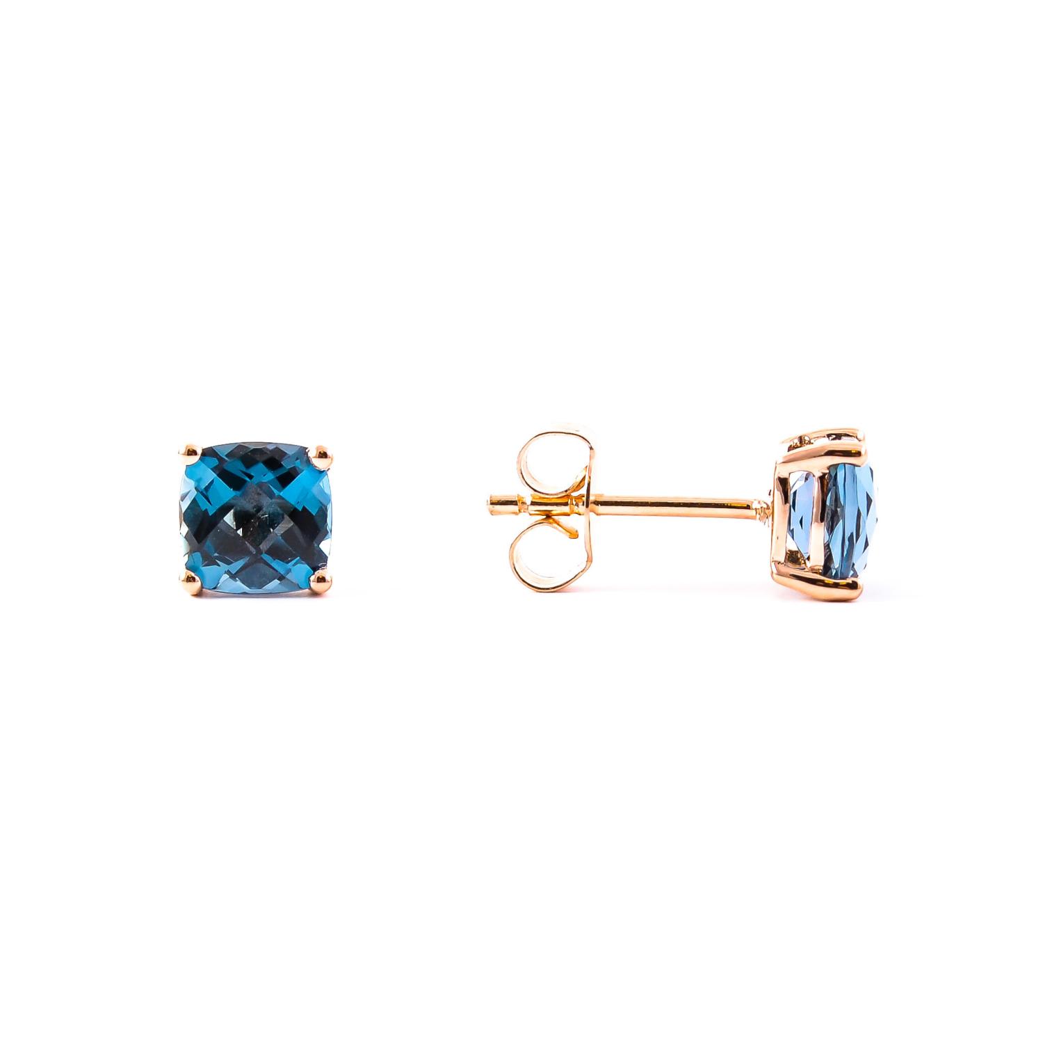 Gold earrings -  studs with London topaz