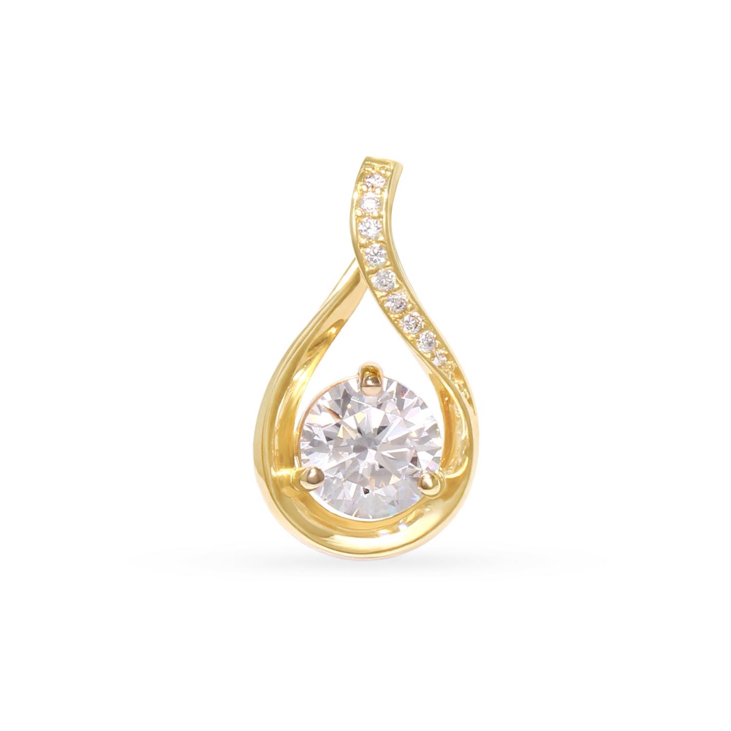 Yellow gold pendant with cubic zirconia