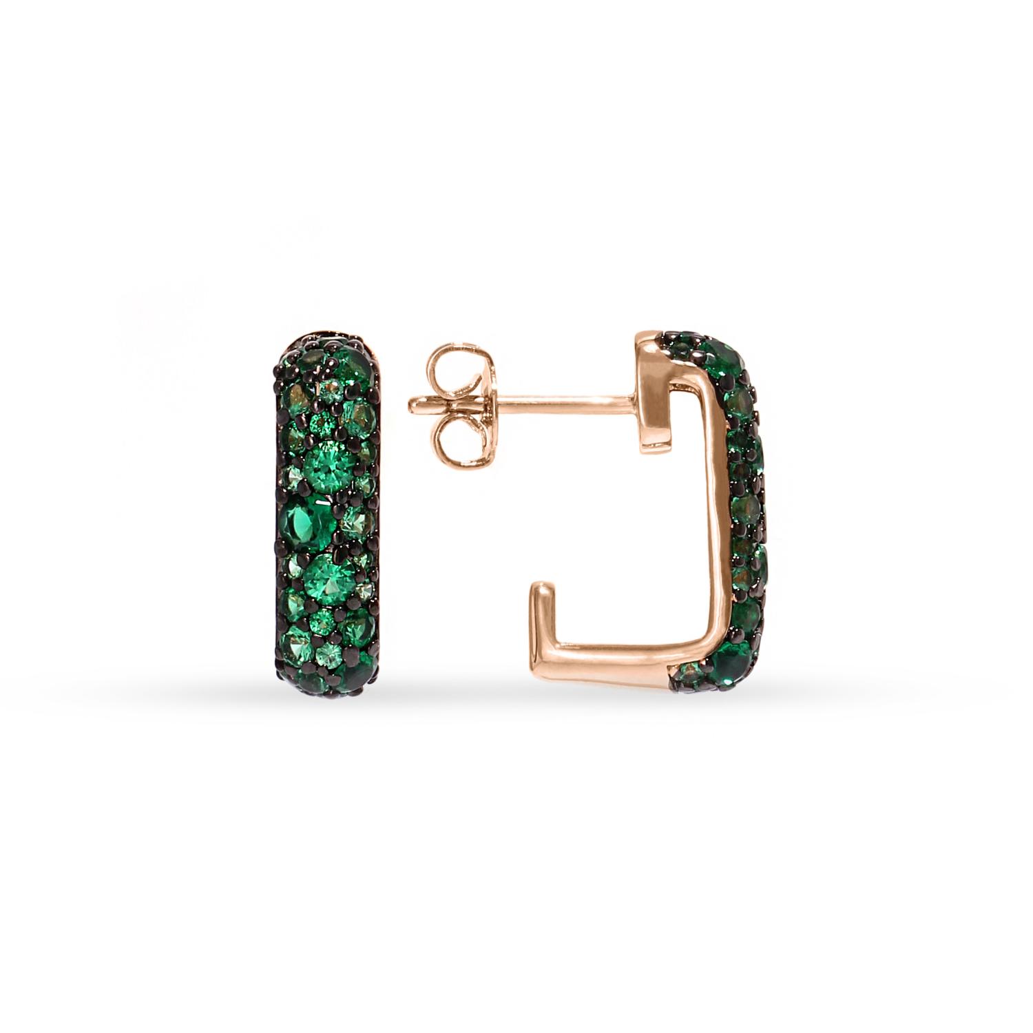 Gold plated earrings with green cubic zirconia