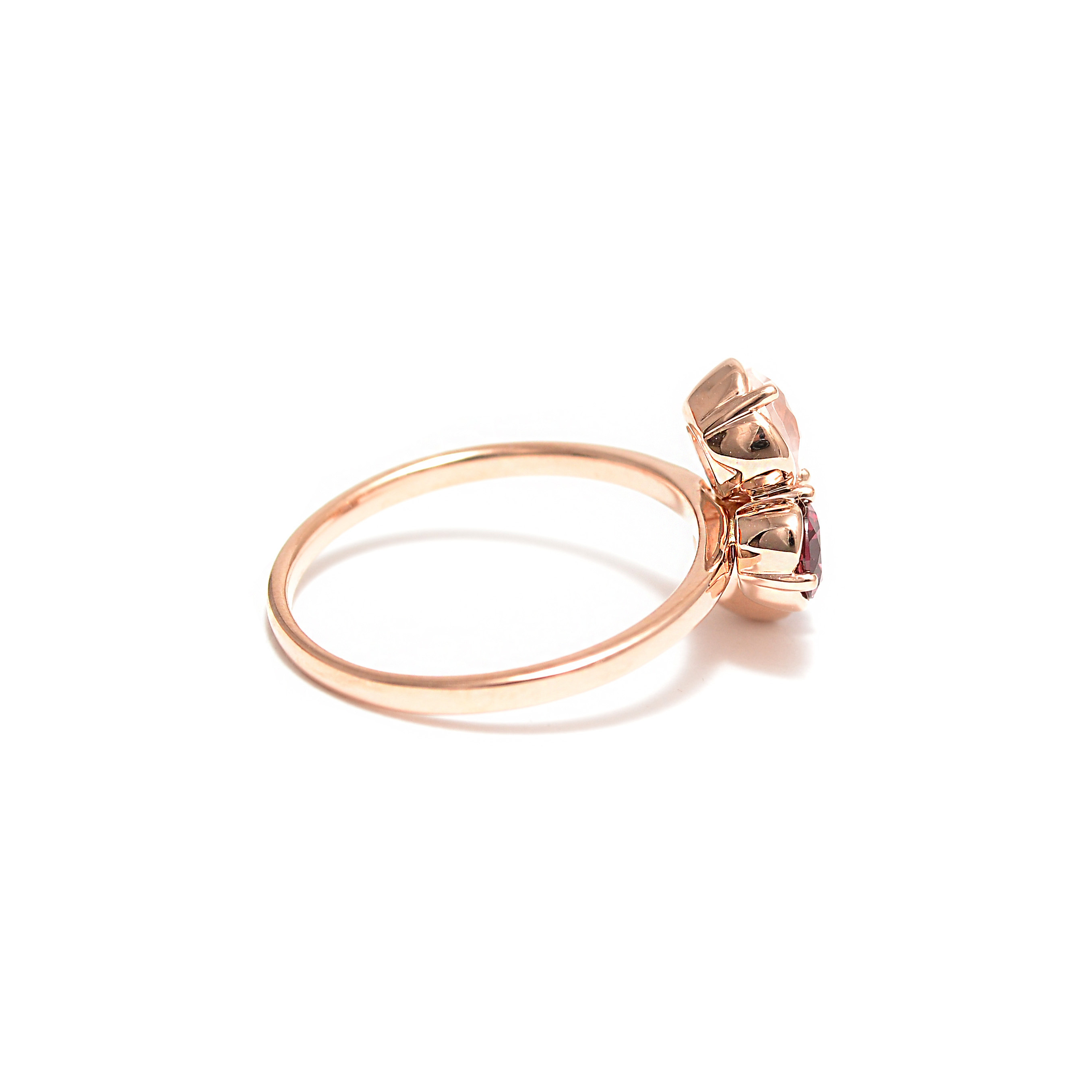Gold ring with amethyst, quartz and rhodolite