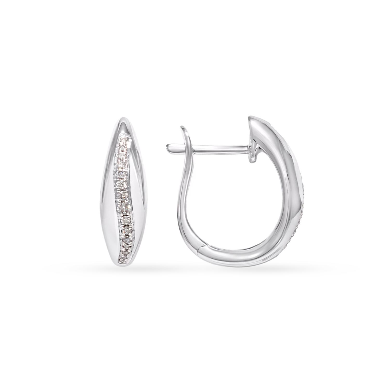 White gold earrings with a diamond row