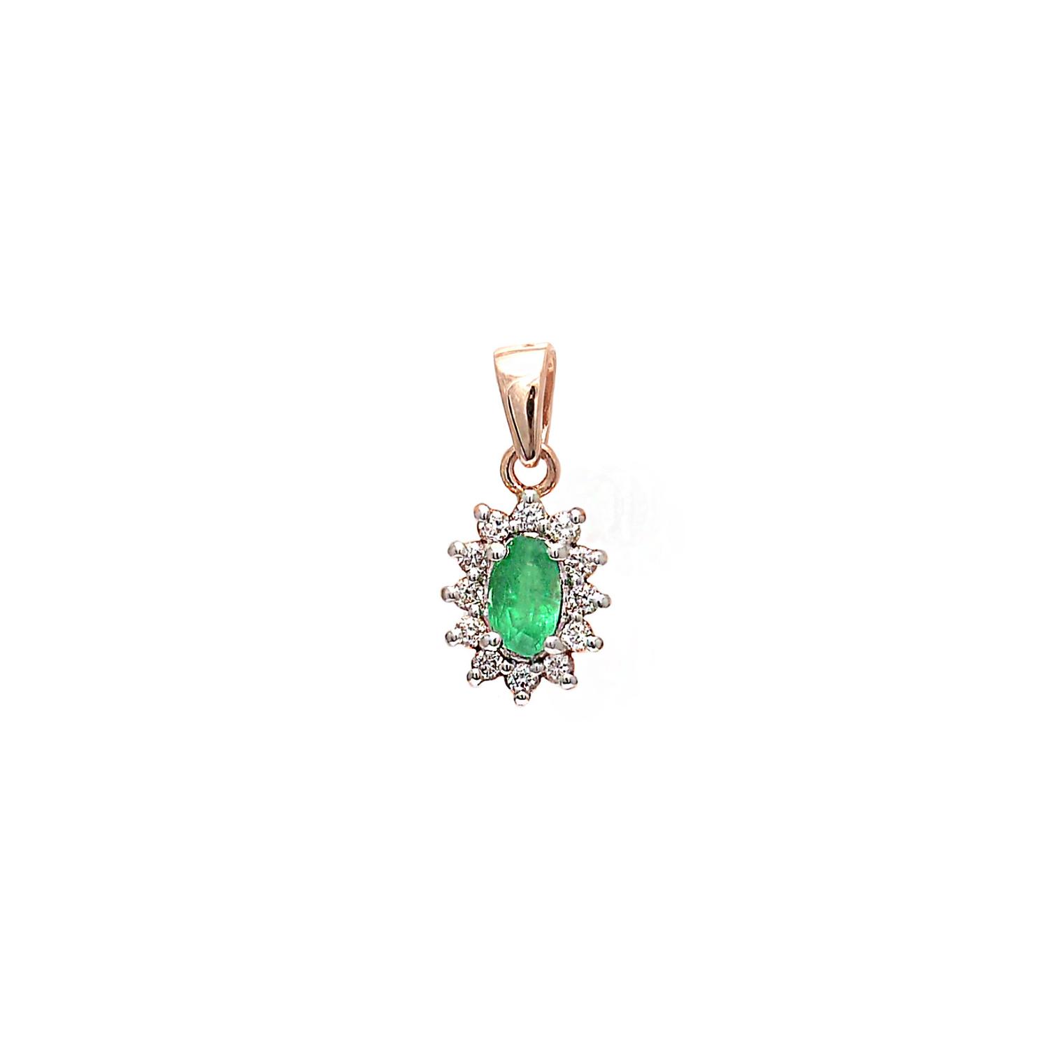Gold pendant with emerald and diamonds
