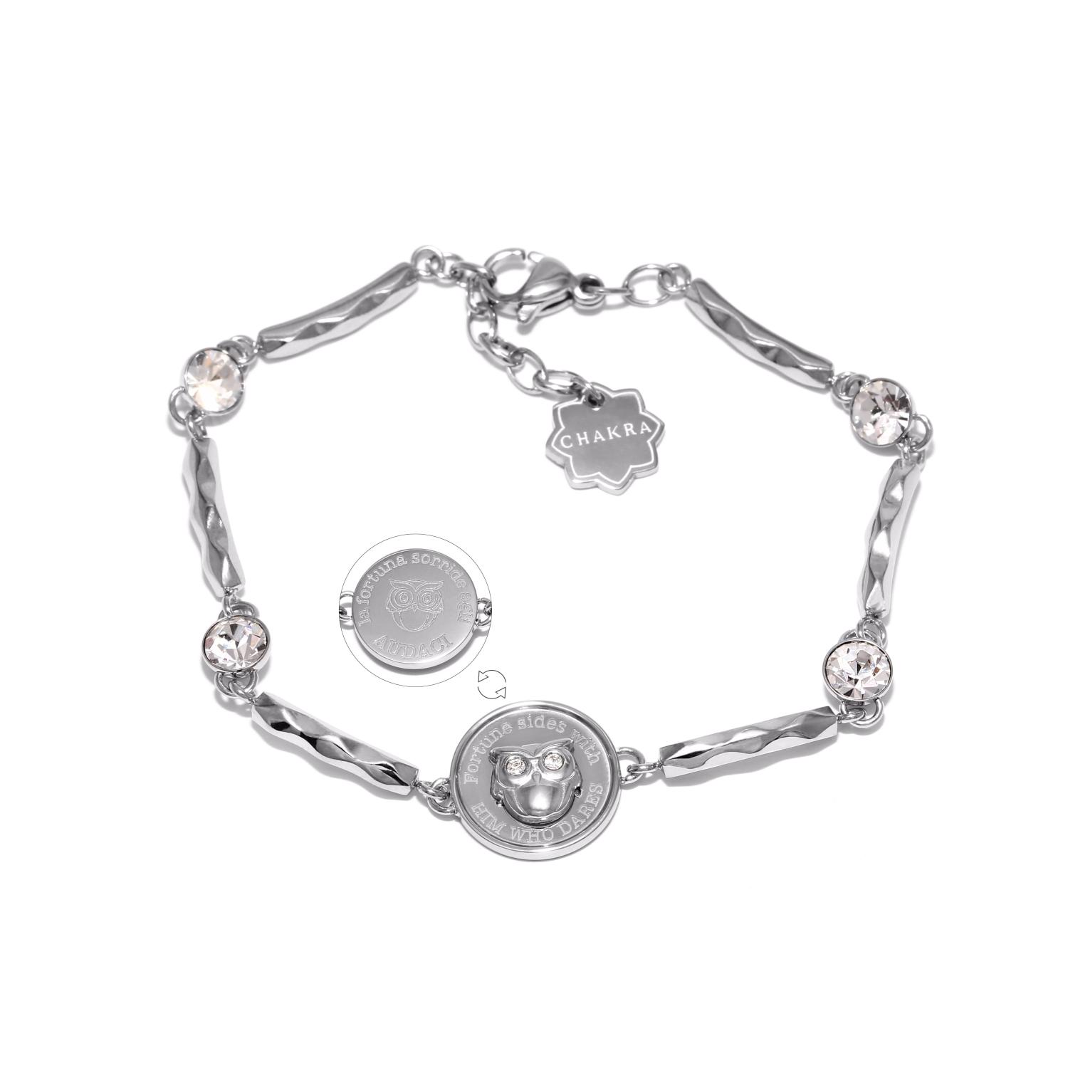 Stainless steel bracelet with crystals "Owl"