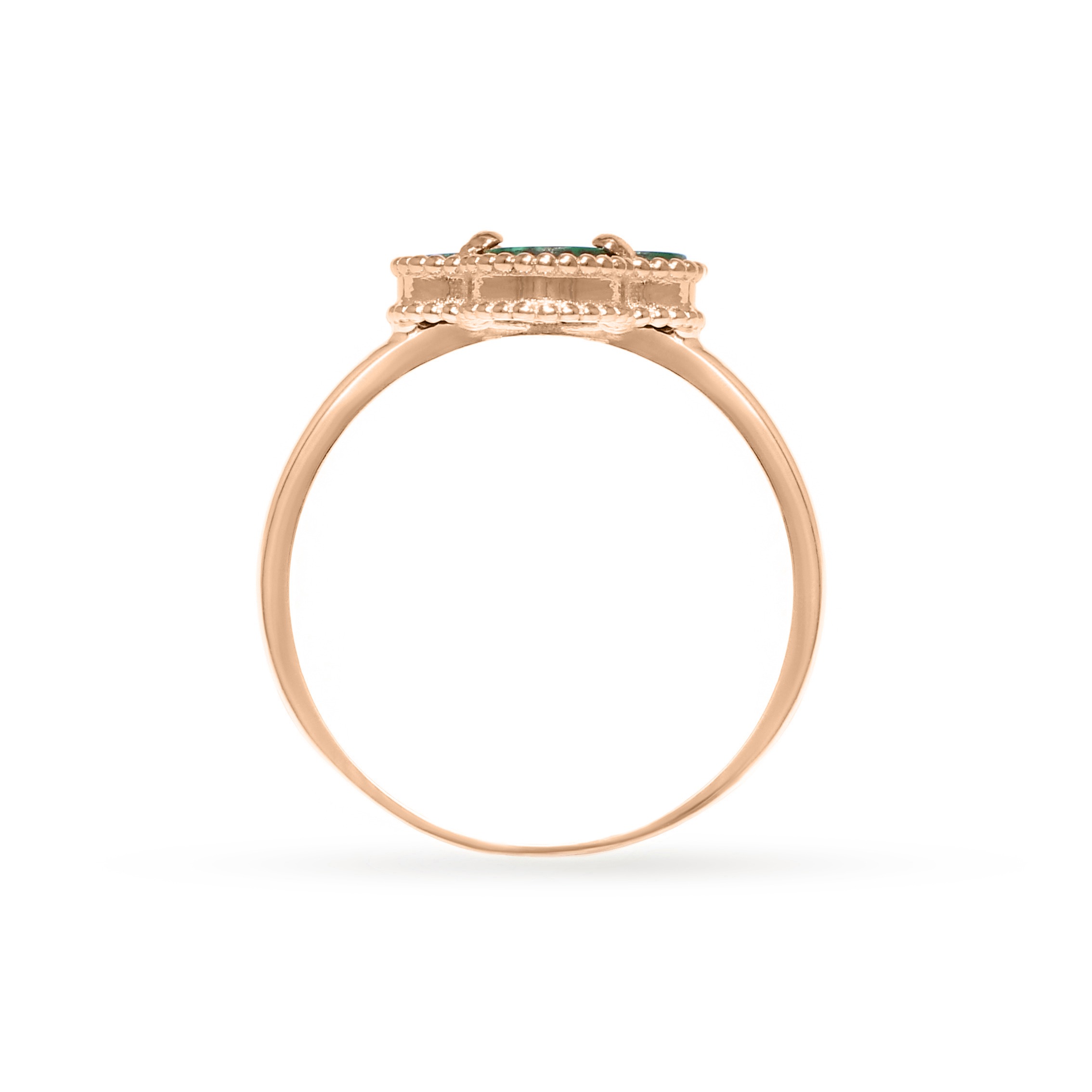 Zelta četrlapu āboliņa gredzens ar malahītu