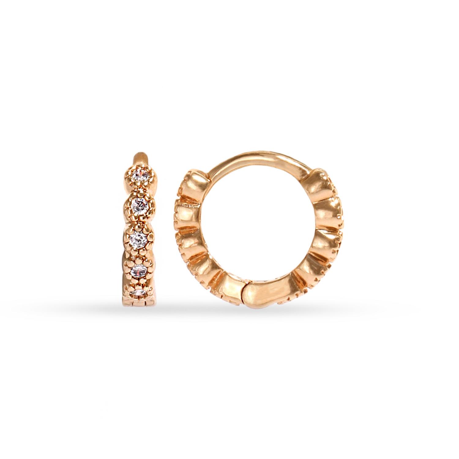 Gold plated hoop earrings with cubic zirconia