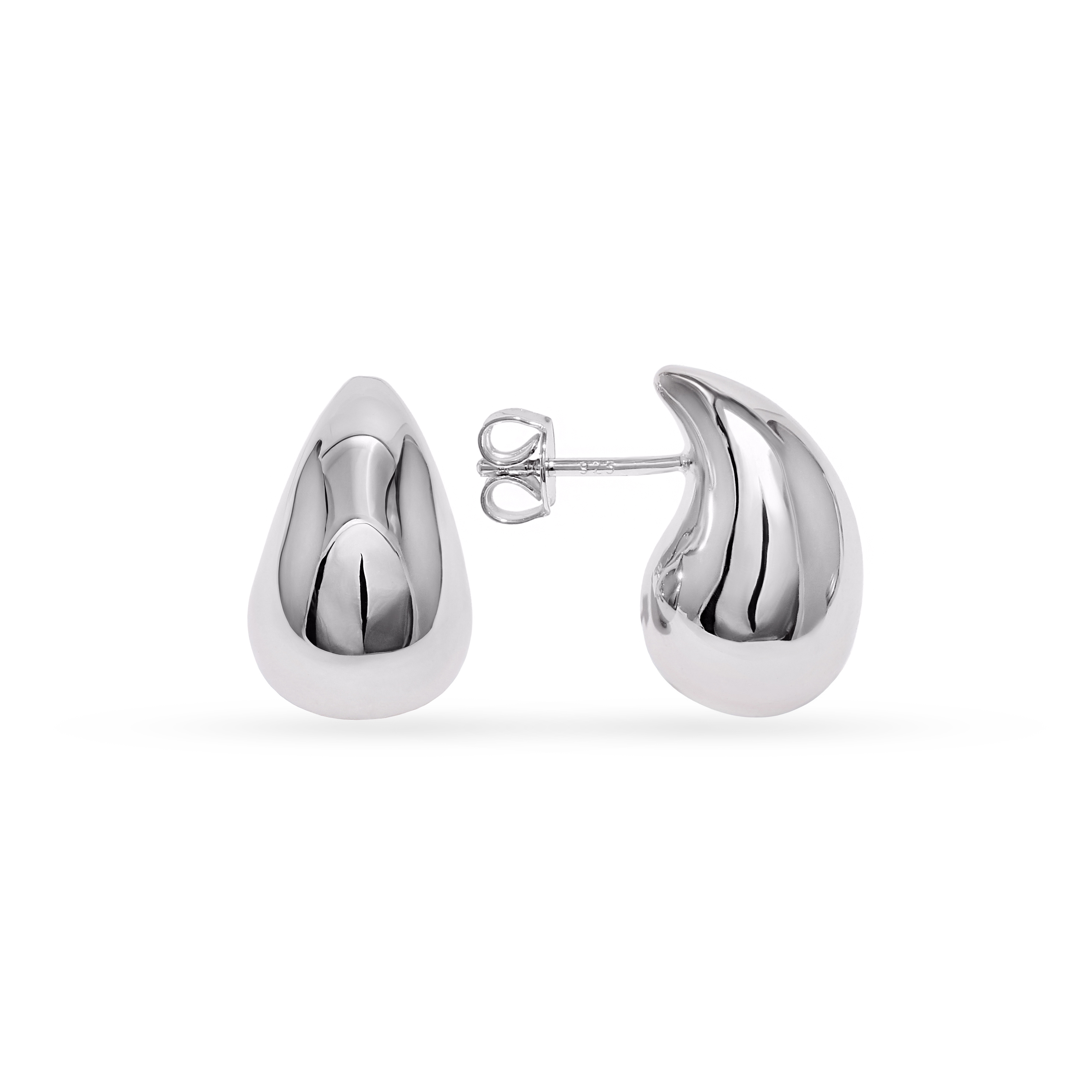 Silver teardrop-shaped earrings