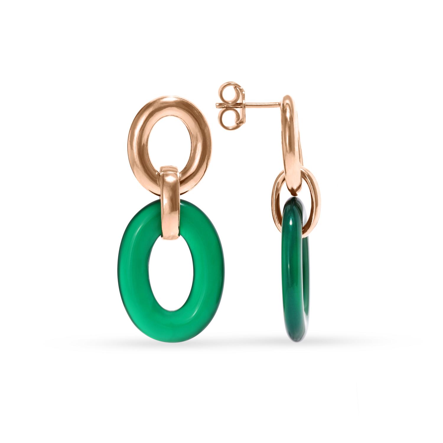 Gold plated earrings with agate