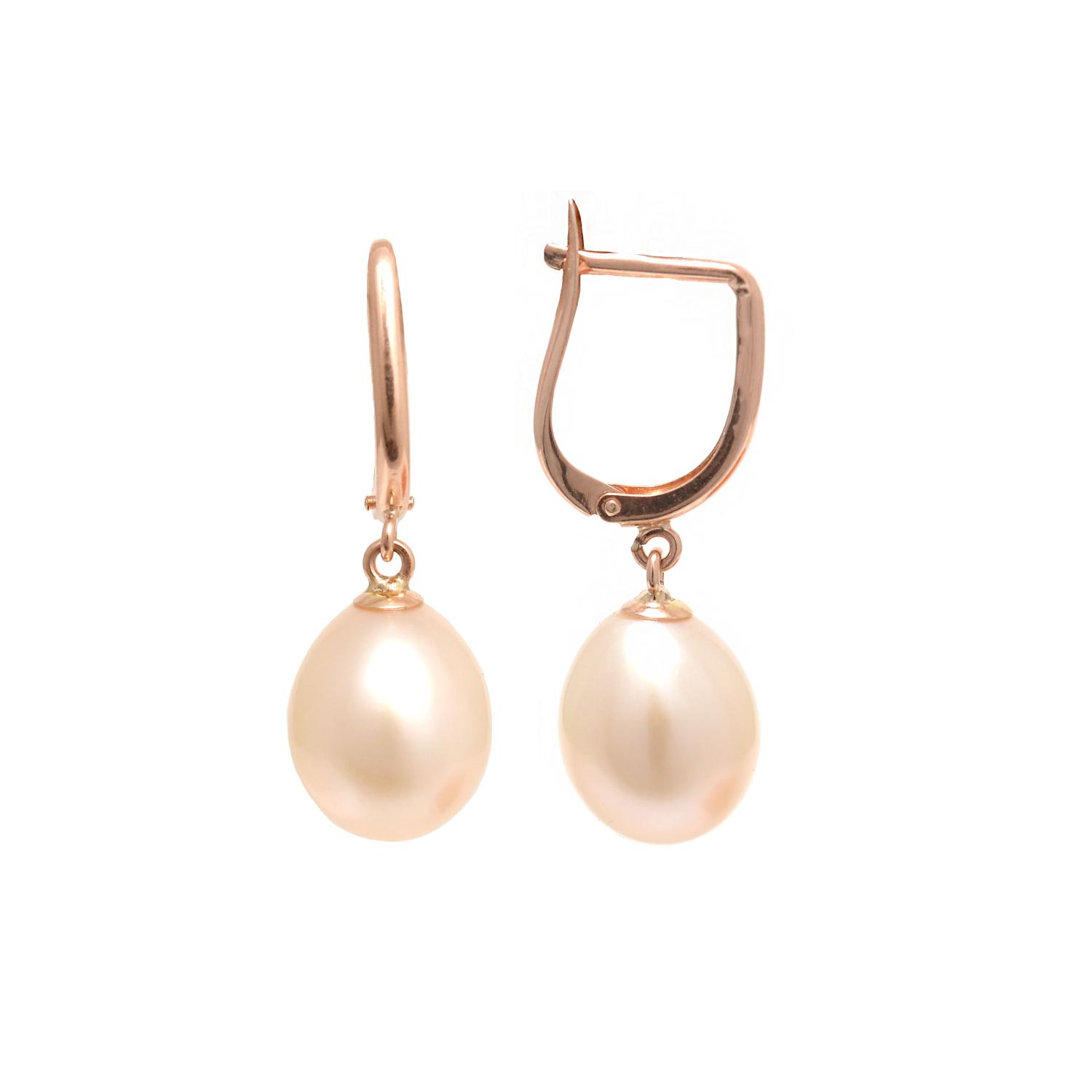 White pearl gold earrings