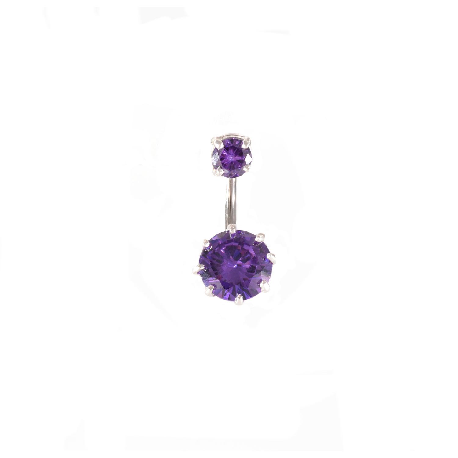 Silver piercing with purple cubic zirconia