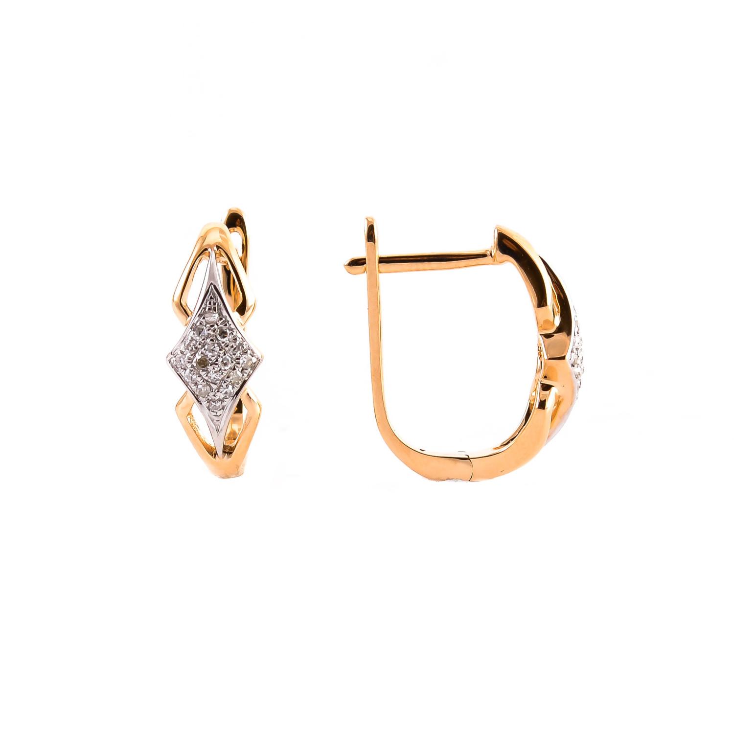 Gold hinged back earrings with diamonds