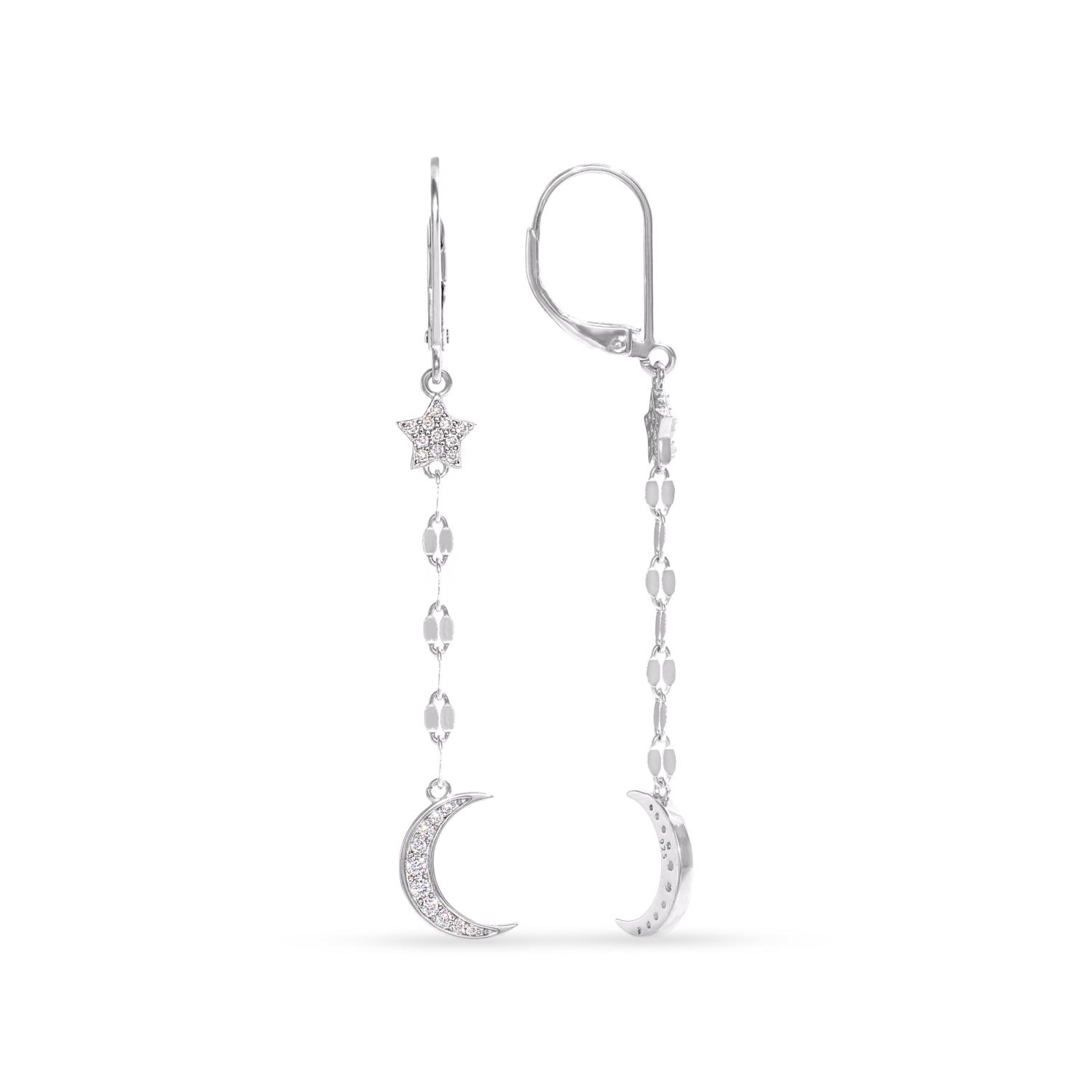 Silver earrings with moon and star symbols