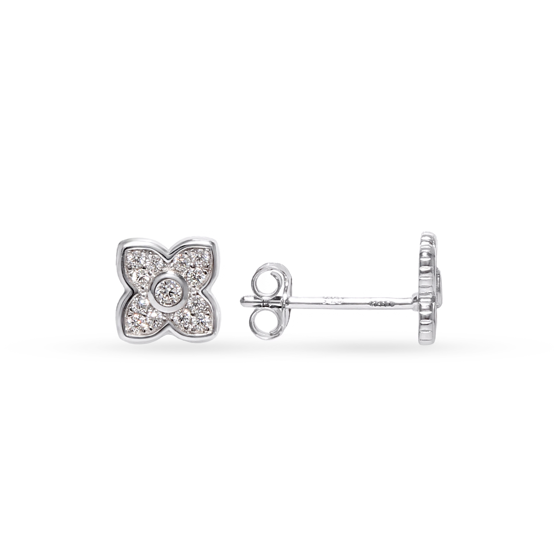 Silver flower stud earrings