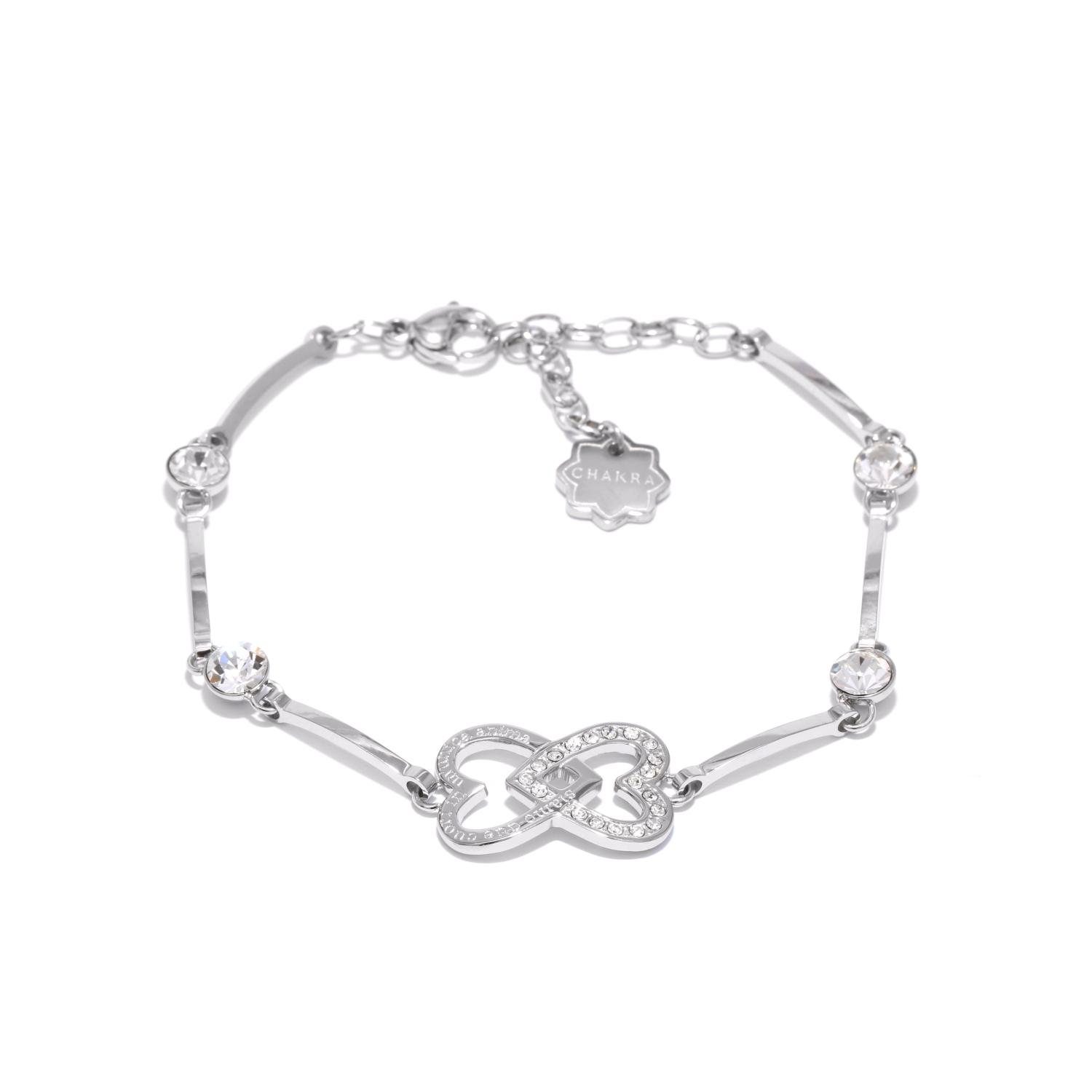 Stainless steel bracelet with crystals "Hearts"