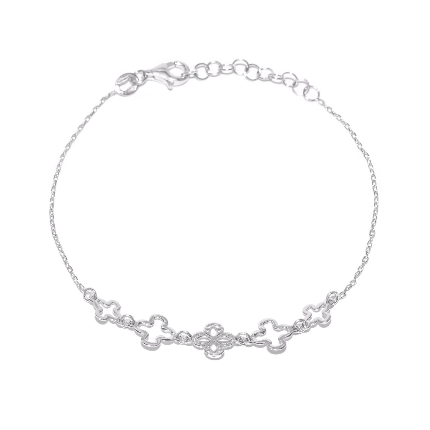 Серебряный браслет с элементами в форме клевера
