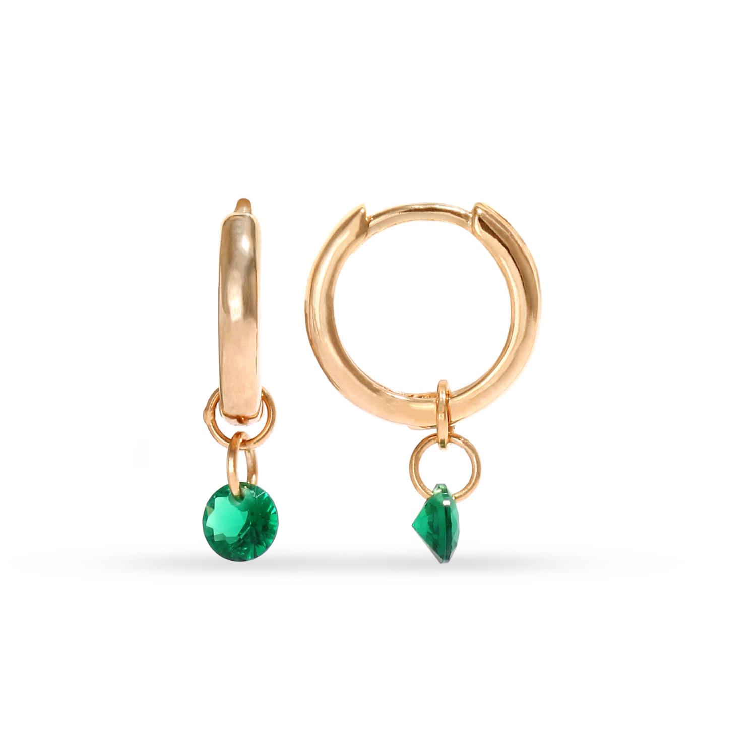 Gold plated earrings with green cubic zirconia
