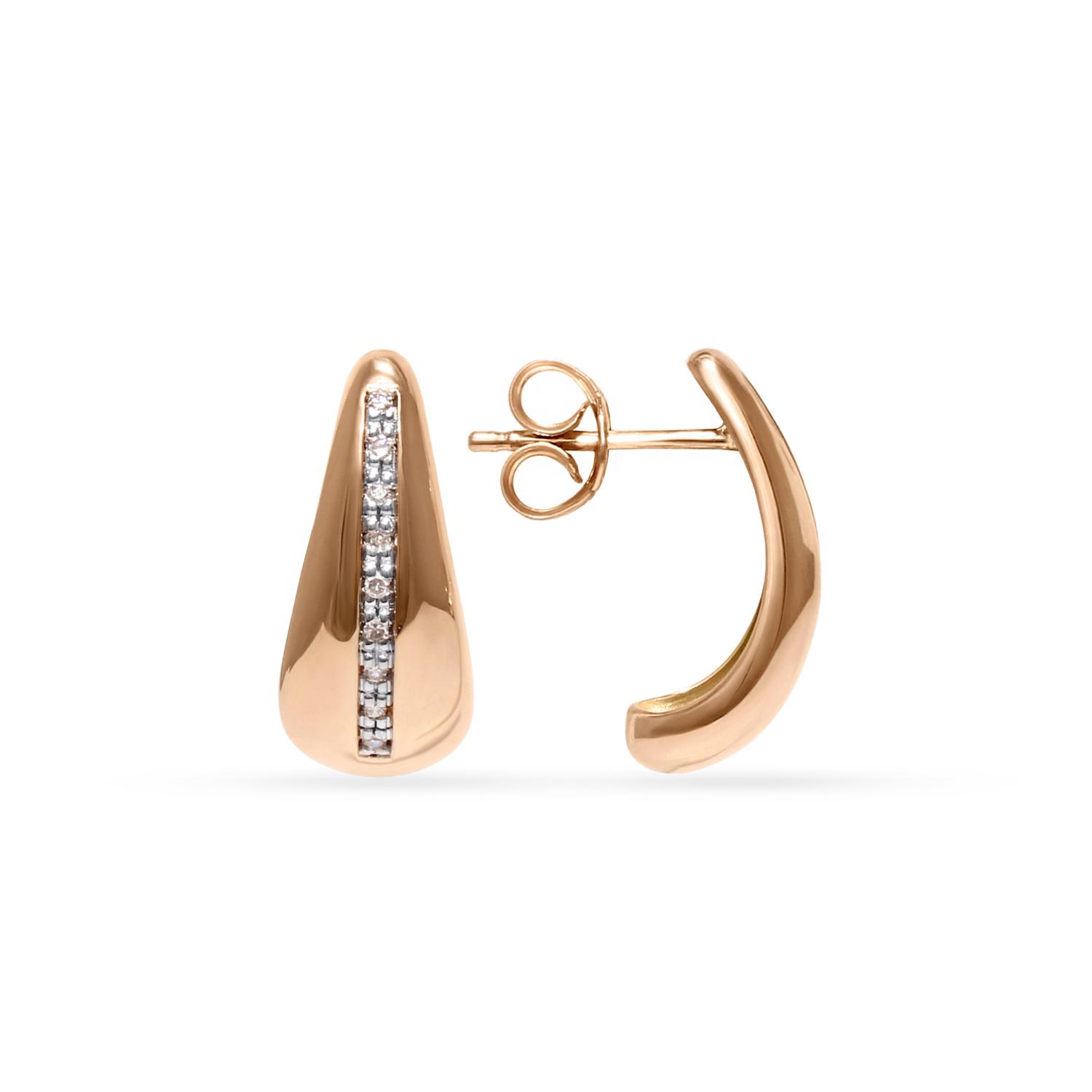 Золотые серьги-гвоздики с дорожкой из бриллиантов