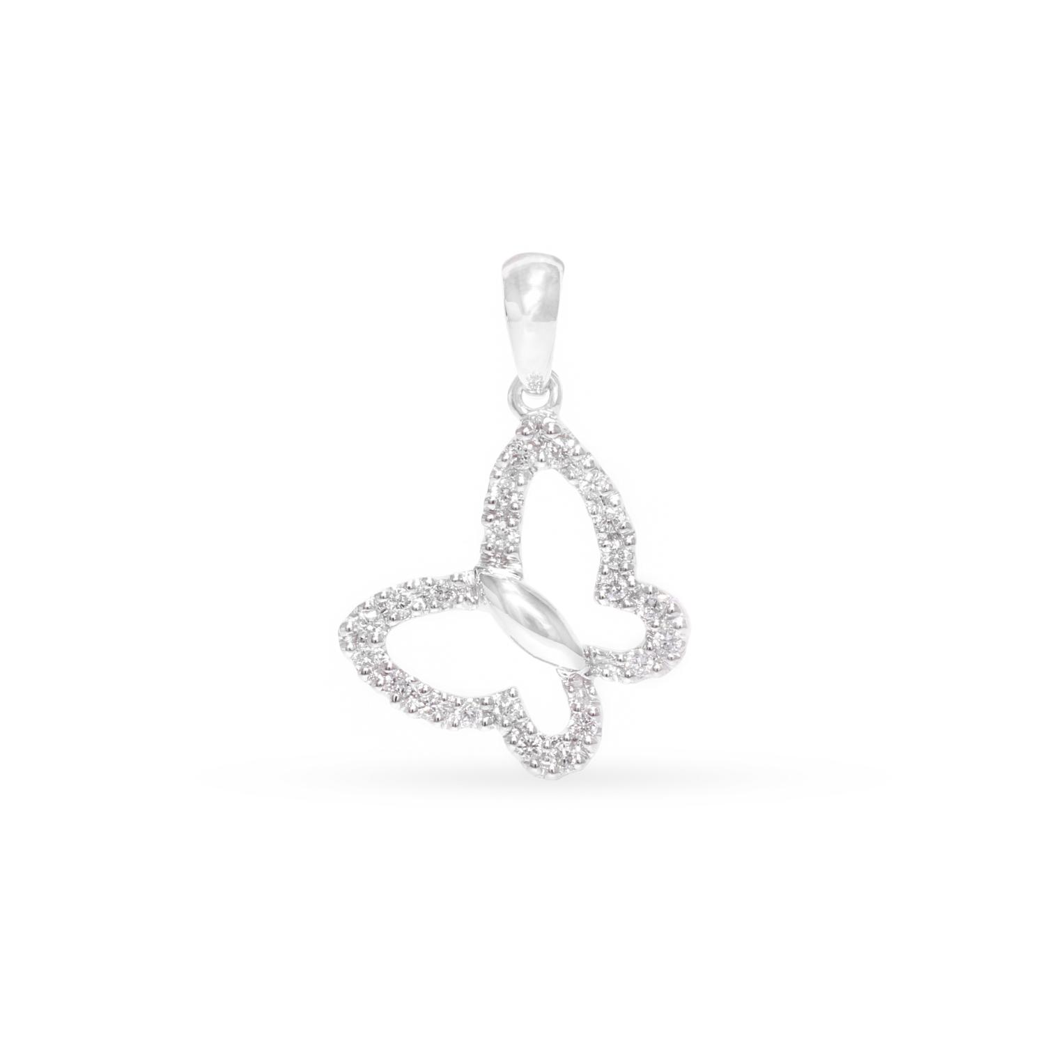 Gold butterfly pendant with diamonds