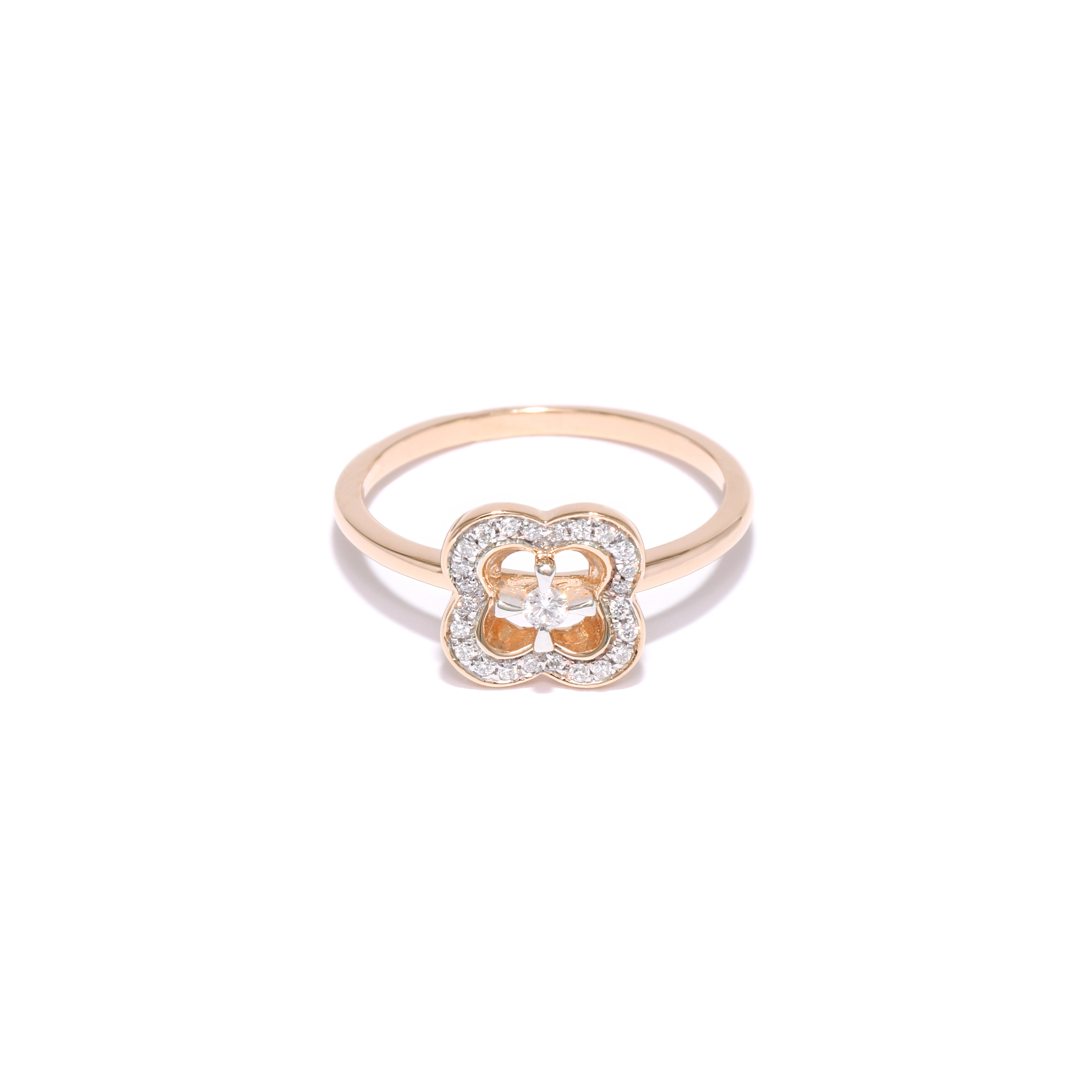 Gold flower ring with diamonds