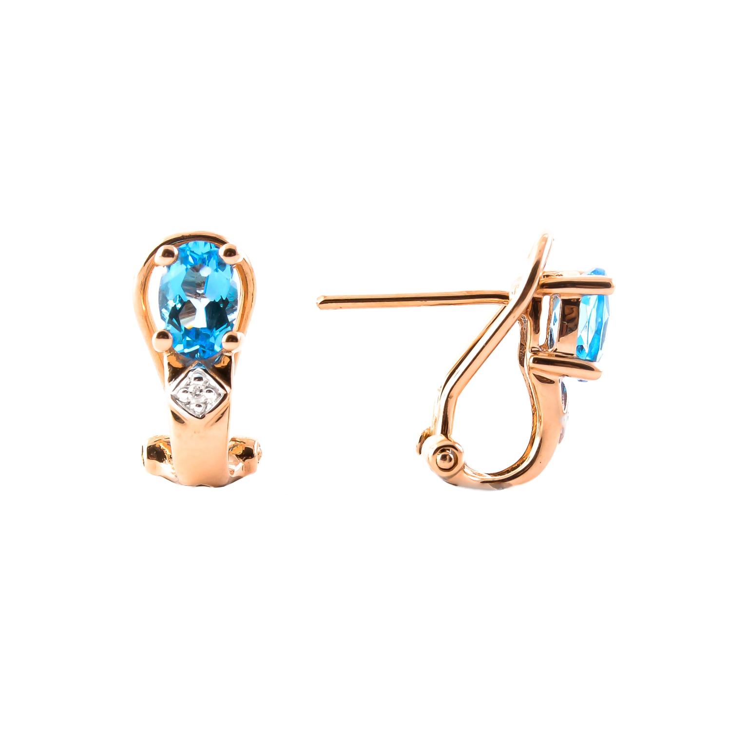 Золотые серьги с топазами и бриллиантами