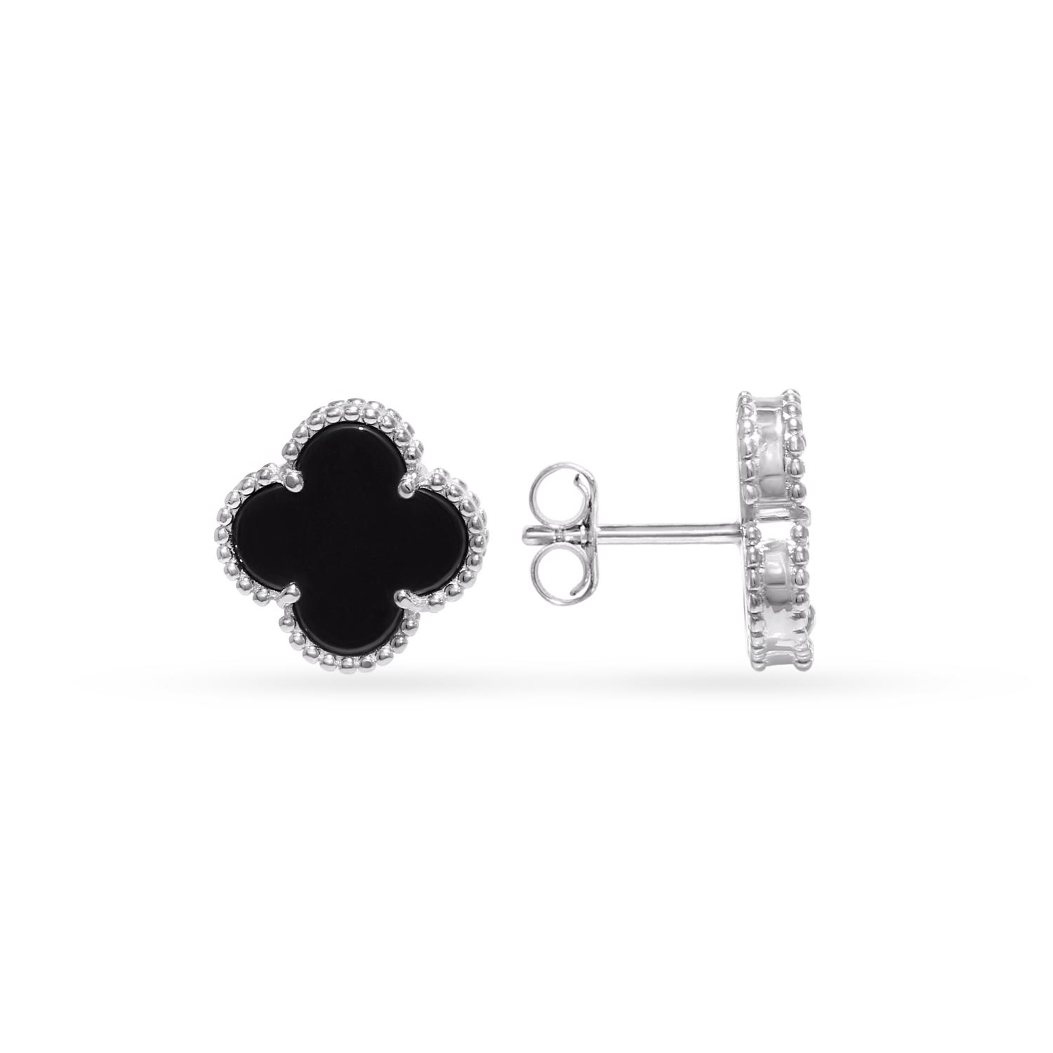 Silver stud clover earrings