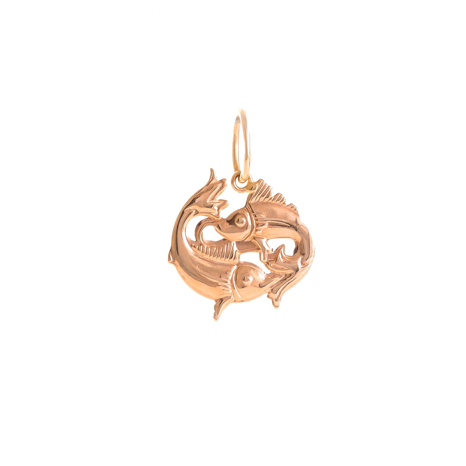 Золотой кулон со знаком зодиака "Рыбы"